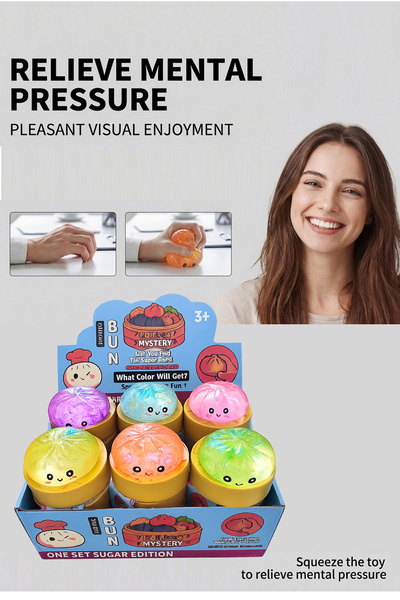 Generic 2 PCS Dumpling Squishy Dumpling Stress Ball Steamed Stuffed Bun Stress Relief Squeezing Bun Toys For Halloween Project Tricking People Kid Playing( Random colors)