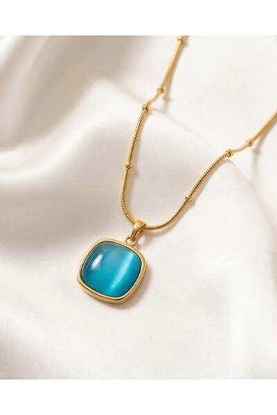 Mum Aşkı Green Stone Square Necklace