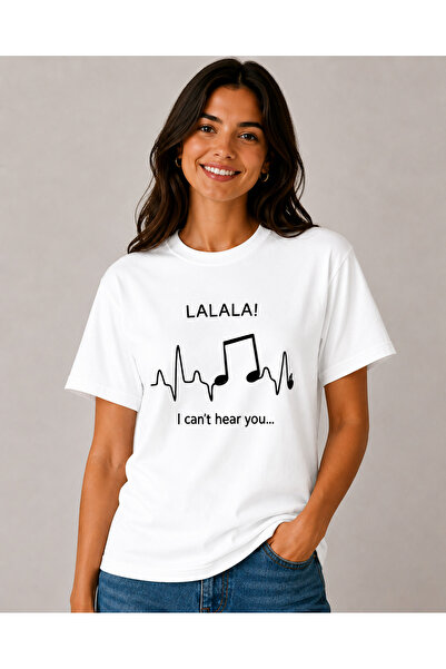 VODEXA Tricou oversize unisex LA LA LA imprimat 100% bumbac, croială conforta...