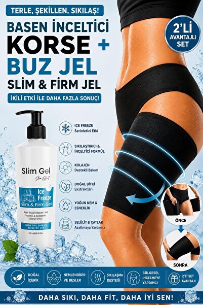 SLİM GEL Ice Freeze Buz Jel 250 ml ve Termal Basen Korsesi 2'li Set Basen Böl...
