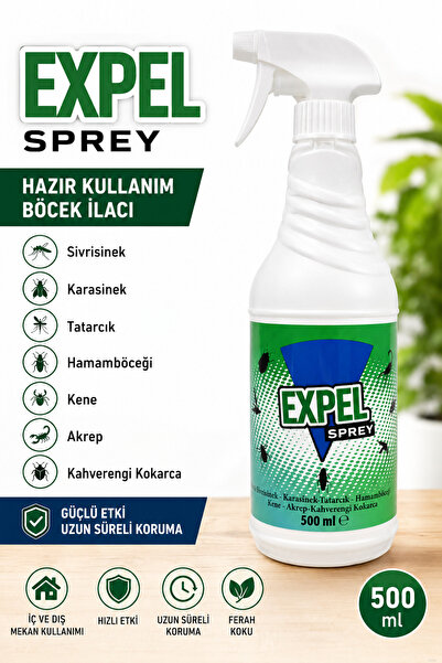 EXPEL Sprey Hazır Kullanım Böcek İlacı 500 ml – Sivrisinek, Karasinek, Hamamböceği, Kene ve Akrep Etkili.