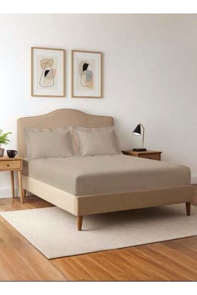 PIZUNA Pure Combed Cotton Super King Fitted Sheet 200x200 cm Simply Taupe, 40...