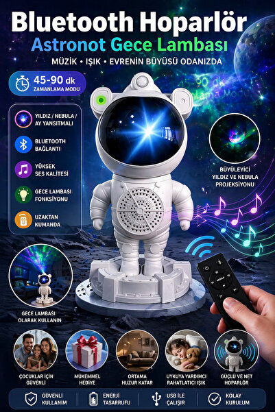 Empressco Astronot Projektör Led Işık Lazer Galaxy 360 Yıldız Projeksiyon Aur...