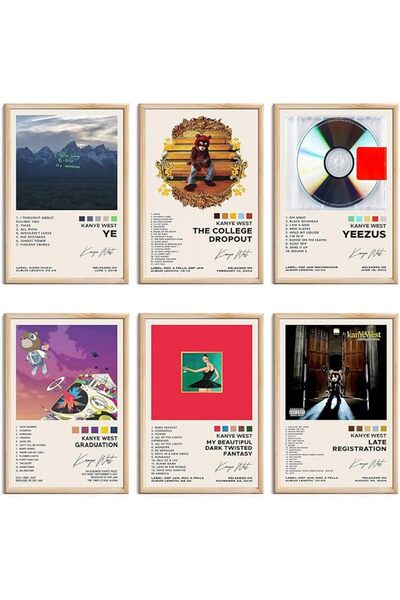 ESSESORIES Kanye West Posters Music Album Poster Wall Art Set of 6 Room Decor...
