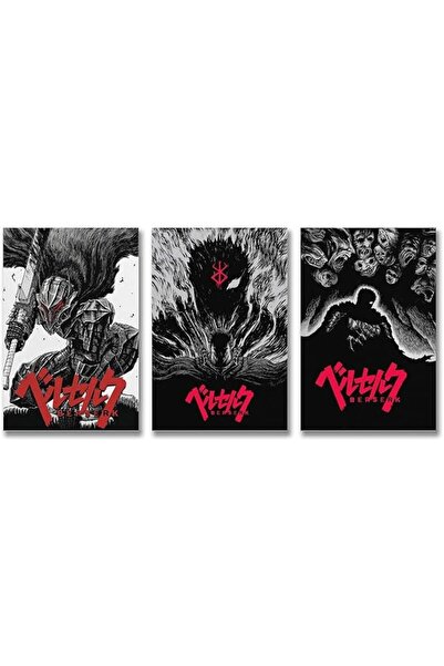 ESSESORIES Berserk Anime Vintage Classic 3pcs Poster Wall Art Set of 3 Room D...