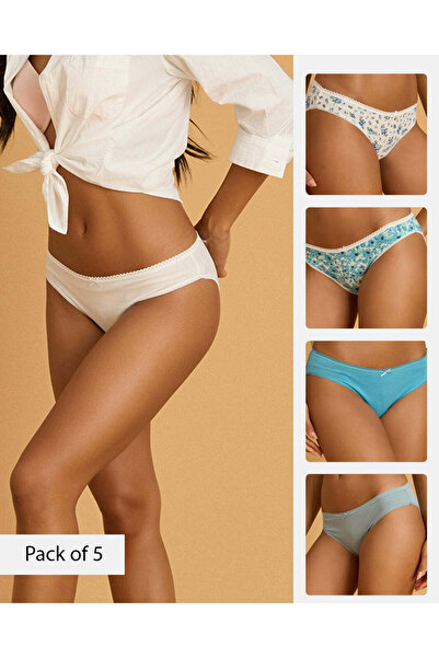 REDTAG Women Assorted Pack of 5 Bikini Brief Set