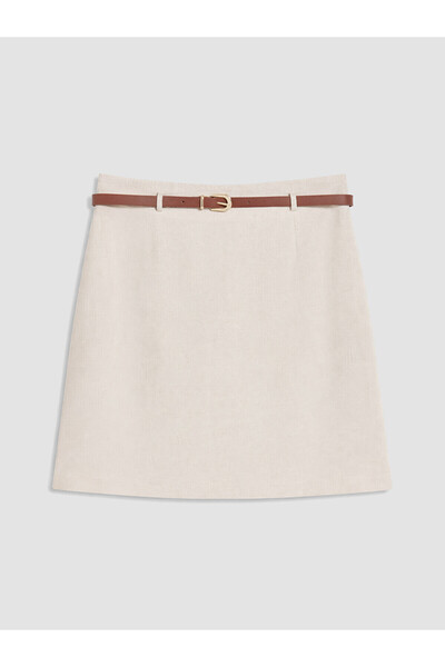 LC Waikiki Nevavm Farkıyla Belted Linen Blend Mini Skirt