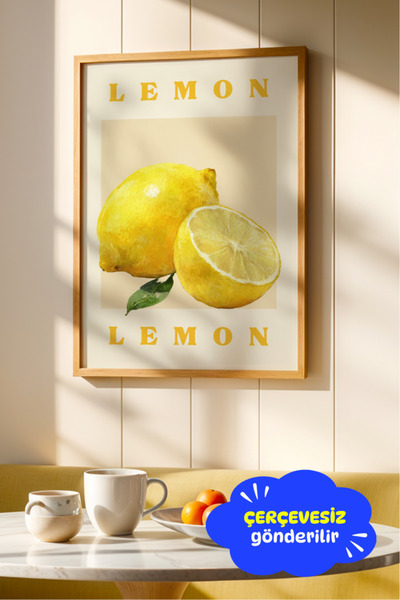 Clumsy Limon Poster Baskı – Sulu Boya Meyve İllüstrasyonlu Minimal Duvar Dekoru