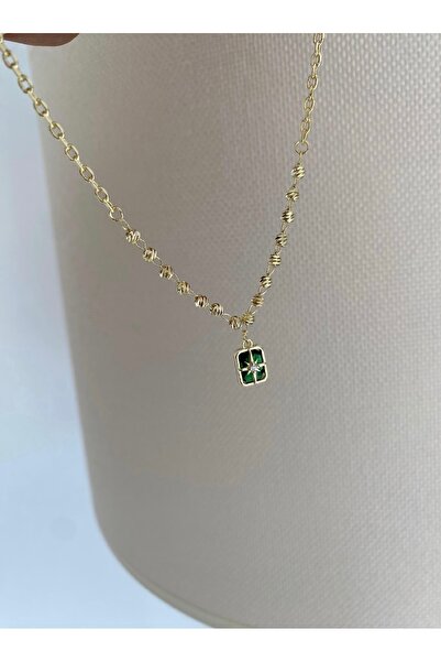 Bade Jewelry Fd Gold Dorical Emerald Green Baguette Stone Detailed Anti-Tarni...