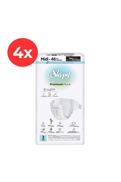 Sleepy 4x Scutece BIO PREMIUM Mărimea 3 Midi 46 bucăți