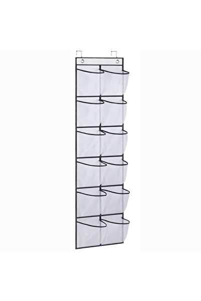 Choice1 White Over the Door Shoe Organizer, 12 Large Breathable Mesh Pockets,...