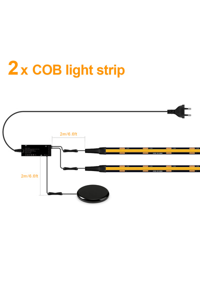 Choice52 2M Kit EU Power Plug Warm White 2PCS LED Lights Touch Dimmable Black...