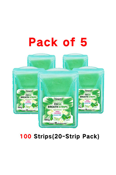 Choice1 Pack of 5 FREEGRIN Cool Mint Pocketpaks Breath Strips,Sugar-Free Diss...