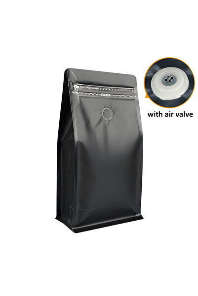Choice9 13x20cm black with valve 50pcs High Quality Flat Bottom Coffee Bags w...