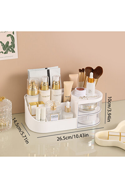 Choice4 White-S Cosmetic Storage Box With Drawer, Skin Care Product Counterto...
