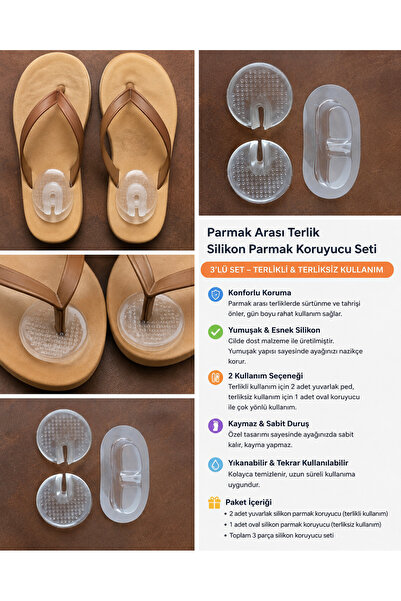 ipekbazaar Parmak Arası Koruyucu Silikon Destek, Parmak Arası Terlik İçin Yar...