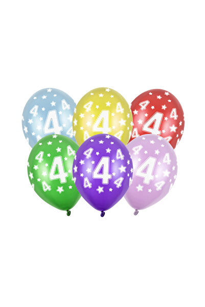 Partydeco Baloane metalizate cu cifra 4
