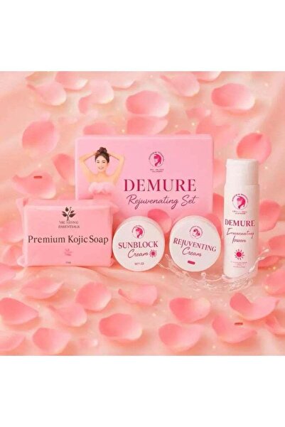 DEMURE Rejuvenating Set, Kojic Soap, Sunblock Cream, Rejuvenating Cream, Lotion