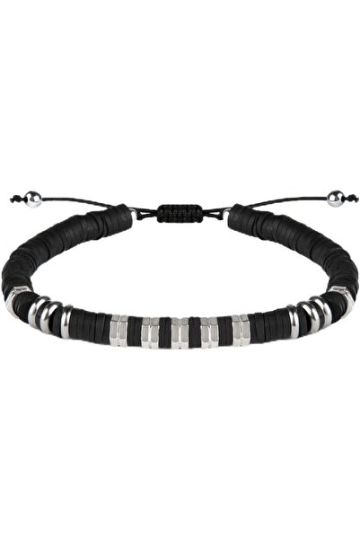 MINZA Daaj Men’s Bracelet, 925 Sterling Silver & Hematite Beaded Bracelet, Ha...