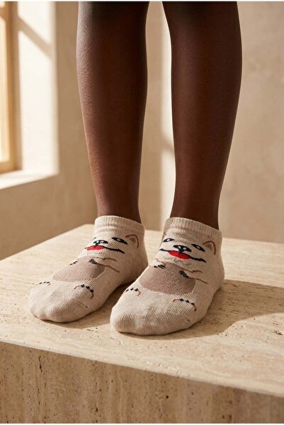 Katia&Bony Children's Dog Patterned Step Socks Light Brown