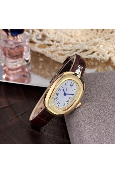choice2 Coffee with gold Oval belt watch, exquisite and compact fashion casua...