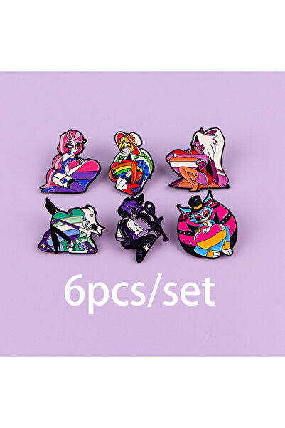 Choice 6pcs 6pcs Rainbow Enamel Pin Cartoon Anime Brooch For Coat Backpack Pi...