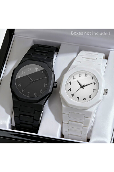 Choice B Set No Box 2PCS Fashion Men Quartz Watches Set Casual Plastic Band M...