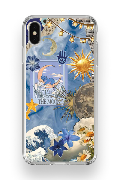 FLAMENKO حافظة هاتف شفافة متوافقة مع هاتف iPhone Xs Max من Moon Sun Vintage S...