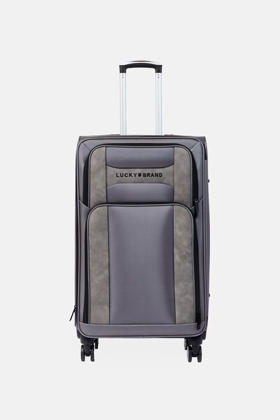 LUCKY BRAND 21 Inch Brand Logo Cabin In Soft Shell Luggage, Grey
