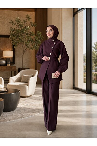 unika boutique Detaljne tunike sa dugmadima i pojasom, pantalone, hijab, dupl...