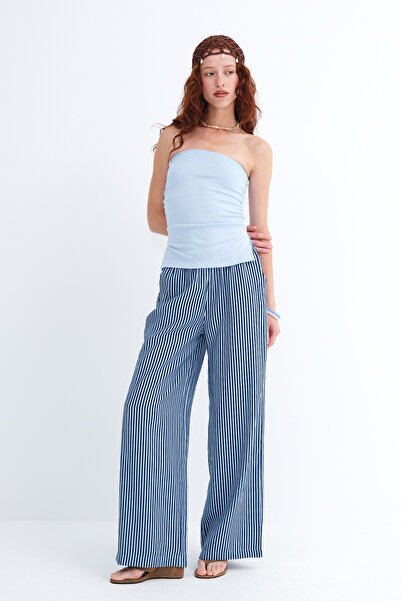 Addax Çizgili Wide Leg Pantolon PN18501