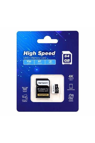 OEM ELBA High Speed 64GB A1 V30 U3 Micro Hafıza Kartı Class10