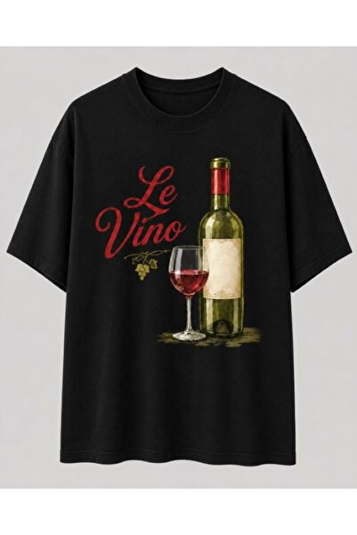 Elvino Μπλουζάκι Le Vino με στάμπα κρασιού, βαμβακερό λευκό, γυναικείο/ανδρικ...