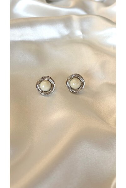 Eylülün Takısı Women's Silver Color Stone Spiral Earrings