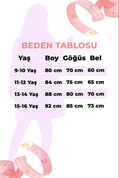 SUBU TASARIM 11-16 Yaş Kız Çocuk V Yakalı Krep Abiye Mezuniyet Elbisesi MDVA352