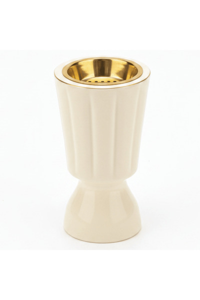 AKDC HAMID Ceramic Incense Burner | Ribbed Hourglass Design with Gold Insert ...