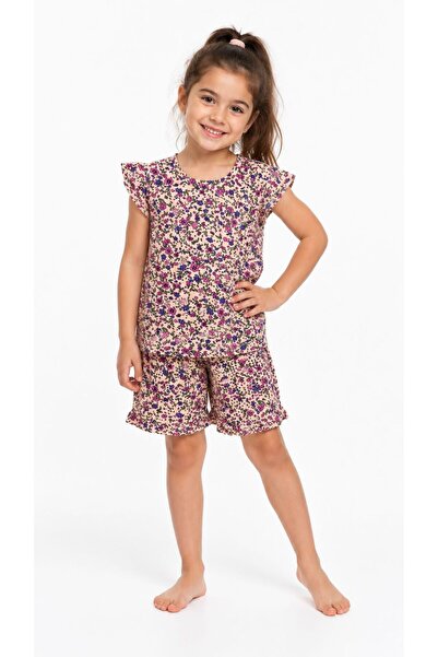 Oz Baby Girl's Cotton Floral Patterned Ruffle Sleeve Summer Shorts Set 5-10 Y...