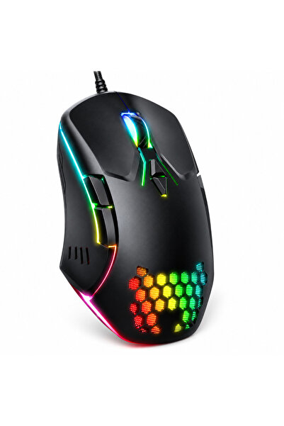 Velixo Mouse de gaming cu fir, 6400 DPI, 7 butoane, RGB, Senzor optic, Ergono...