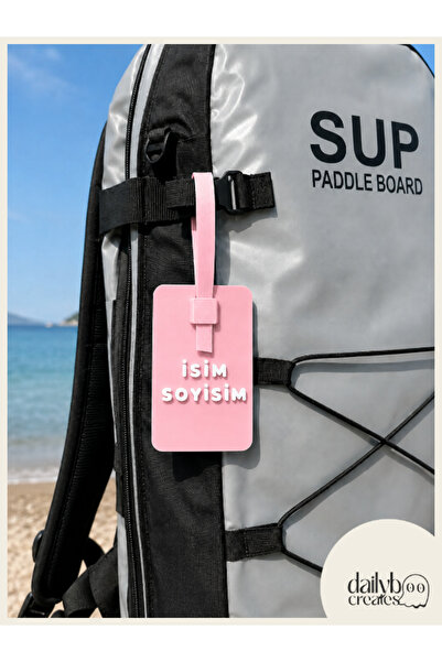 Dailyboo Creates Pembe Kişiye Özel İsimlik Bagaj Etiketi-Paddle Board(SUP) Ça...