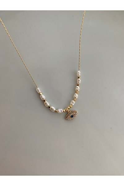 Anetta Jewelry Kadın incili altın renk göz kolye