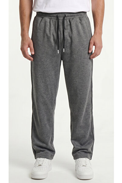 STRAVON 2-Strand Ribbed Baggy Sweatpants – Elastic Waist, Back Pockets, Wide ...