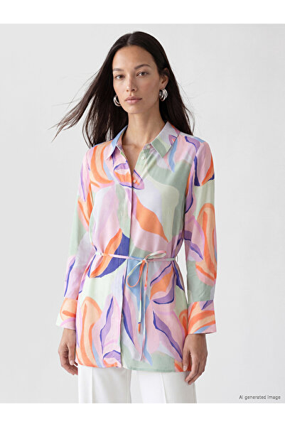 LC Waikiki Mixed Patterned Women's Shirt Tunic with Belted Waist