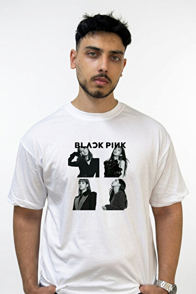 Anetos Μπλουζάκι BLACKPINK K Pop_1 με στάμπα σε υπερμεγέθη λευκό χρώμα