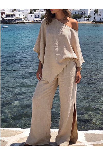 blck & premium 2026 Summur Outfits Usa Trends Keten Pelerin Pantolon Kadın Al...