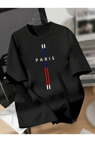 1001 Line Men's "PARIS" Graphic T-Shirt, Short Sleeve Round Neck Stylish Desi...