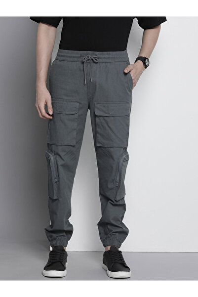 The Indian Garage Co By Styli Men Regular Fit Solid Cargo Jogger Pants