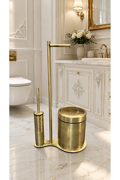 EMFA AKSESUAR Brushed Antique Toilet Brush Antique Toilet Paper Holder Antiqu...