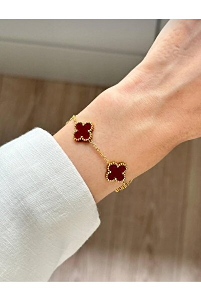 Umrece Top Quality Burgundy Steel Bracelet