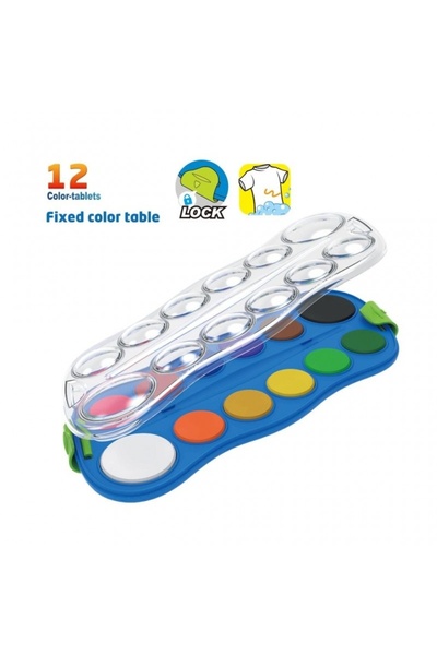 OEM Paleta acuarele, 12 culori, 28 mm, 40 mm, pensula inclusa