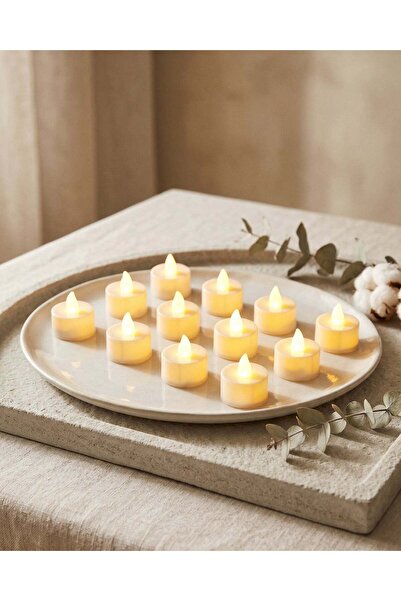 REDTAG White Tea Light Candle Set Floating Light With Button Cell ( 12 Piece)